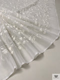 Stem Floral Embroidered Cotton Voile - Light Ivory