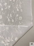 Stem Floral Embroidered Cotton Voile - Light Ivory