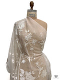 Floral Embroidered Silk Organza - Light Ivory