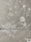 Floral Embroidered Silk Organza - Light Ivory
