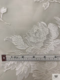 Floral Embroidered Silk Organza - Light Ivory
