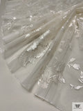 Floral Embroidered Silk Organza - Light Ivory
