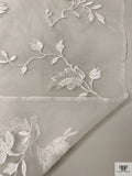 Floral Embroidered Silk Organza - Light Ivory