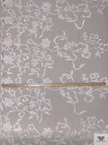 Border Pattern Floral Vine Appliqué and Cording on Tulle - White
