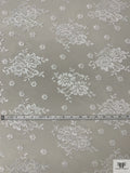 Floral Double-Border Pattern Embroidered Tulle - Off-White