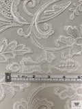 Ornate Regal Floral Embroidered Tulle with Cording - Off-White