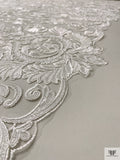 Ornate Regal Floral Embroidered Tulle with Cording - Off-White