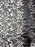 Floral Embroidered Tulle with Sequin Border - Black