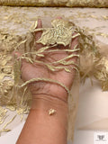 Vine Floral Embroidered Tulle with 3D Flowers - Gold