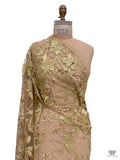 Vine Floral Embroidered Tulle with 3D Flowers - Gold