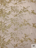 Vine Floral Embroidered Tulle with 3D Flowers - Gold