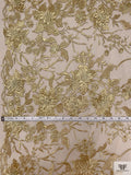 Vine Floral Embroidered Tulle with 3D Flowers - Gold