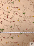 Vine Floral Border Pattern Embroidered and Beaded Tulle with Scalloped Edge - Orange-Tan / Green / Deep Red / Mustard