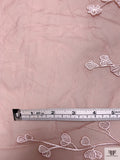 3D Floral Embroidered Tulle - Dusty Rose / Off-White
