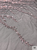 3D Floral Beaded and Embroidered Tulle - Light Pink / Black / White
