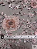 3D Floral Beaded and Embroidered Tulle - Light Pink / Black / White