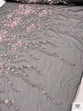3D Floral Beaded and Embroidered Tulle - Light Pink / Black / White