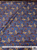 Paisley Printed Silk Twill Pre-Cut Panel - Blue / Red / Light Gold