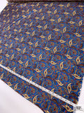 Paisley Printed Silk Twill Pre-Cut Panel - Blue / Red / Light Gold