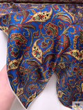Paisley Printed Silk Twill Pre-Cut Panel - Blue / Red / Light Gold