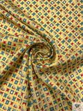 Nautical Flags Printed Fine Silk Twill Panel - Royal Yellow / Periwinkle / Red / Sea Green