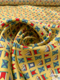 Nautical Flags Printed Fine Silk Twill Panel - Royal Yellow / Periwinkle / Red / Sea Green