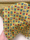 Nautical Flags Printed Fine Silk Twill Panel - Royal Yellow / Periwinkle / Red / Sea Green