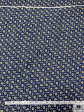 Nautical Paisley Printed Fine Silk Twill Panel - Royal Navy / Yellow / Off-White