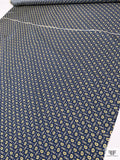 Nautical Paisley Printed Fine Silk Twill Panel - Royal Navy / Yellow / Off-White