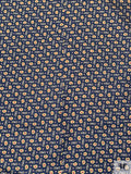 Nautical Paisley Printed Fine Silk Twill Panel - Royal Navy / Yellow / Red