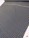Nautical Paisley Printed Fine Silk Twill Panel - Royal Navy / Yellow / Red