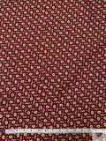 Nautical Paisley Printed Fine Silk Twill Panel - Dark Red / Pale Yellow / Sage