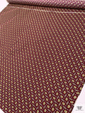 Nautical Paisley Printed Fine Silk Twill Panel - Dark Red / Pale Yellow / Sage