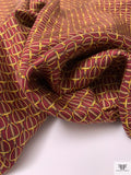 Equestrian Tack Printed Fine Silk Twill Pre-Cut Panel - Red / Yellow-Gold / Tan