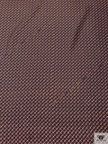 Equestrian Tack Printed Fine Silk Twill Pre-Cut Panel - Navy / Caramel-Tan