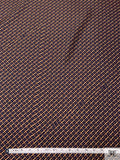 Equestrian Tack Printed Fine Silk Twill Pre-Cut Panel - Navy / Caramel-Tan