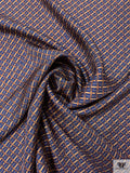 Equestrian Tack Printed Fine Silk Twill Pre-Cut Panel - Blue / Caramel-Tan