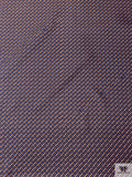 Equestrian Tack Printed Fine Silk Twill Pre-Cut Panel - Blue / Caramel-Tan