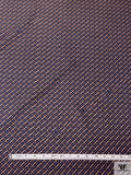 Equestrian Tack Printed Fine Silk Twill Pre-Cut Panel - Blue / Caramel-Tan