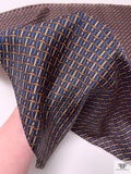 Equestrian Tack Printed Fine Silk Twill Pre-Cut Panel - Blue / Caramel-Tan