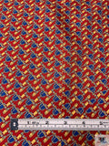 Tassel Printed Fine Silk Twill Pre-Cut Panel - Red / Blue / Yellow-Gold