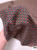 Tassel Printed Fine Silk Twill Pre-Cut Panel - Navy / Red / Golden-Yellow