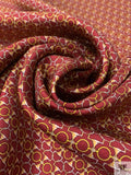 Equestrian Tack Printed Fine Silk Twill Panel - Red / Yellow / Tan / White