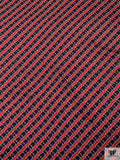 Equestrian Tack Printed Fine Silk Twill Pre-Cut Panel - Red / Navy / Light Gold