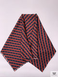 Equestrian Tack Printed Fine Silk Twill Pre-Cut Panel - Red / Navy / Light Gold