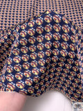 Boat Printed Fine Silk Twill Panel - Navy Blue / Orange / Butter Yellow