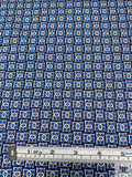 Buckle Printed Fine Silk Twill Panel - Blue / Navy / White / Yellow