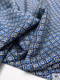 Buckle Printed Fine Silk Twill Panel - Blue / Navy / White / Yellow