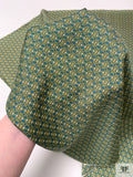 Equestrian Tack Printed Fine Silk Twill Pre-Cut Panel - Pistachio Green / Yellow / Blue