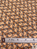 Equestrian Tack Printed Fine Silk Twill Pre-Cut Panel - Peach / Grey